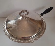 Oneida Silver Chafing Dish w/ Stand & Burner Rose Floral Design Wooden Handle  for sale  Shipping to South Africa