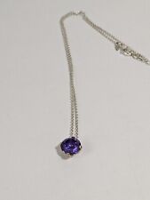 Collar de cadena de eslabones de cable vintage Avon tono plata con colgante de vidrio púrpura segunda mano  Embacar hacia Argentina