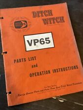 Ditch Witch Tractor VP65 Vibratory Plow Attachment Owner & Parts Manual R65 Book for sale  Keno