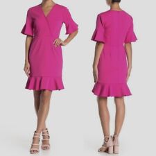 Used, NWOT Trina Turk Hot Pink Ruffle Hem Quest V Neck Sheath Dress Size 2 for sale  Shipping to South Africa