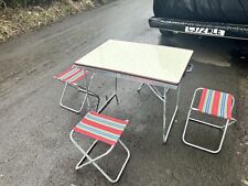 Vintage Retro Folding Picnic/Camping Table VW Camper Caravan Chairs X 4 Striped, used for sale  Shipping to South Africa