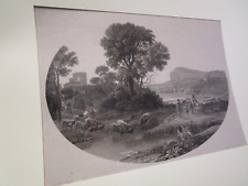 Antique engraving Samuel Middiman after Claude Pastoral Scene Goats Cows for sale  Shipping to South Africa