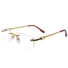 RSINC Rimless frame/Spectacle Eyeglass Cart Metal  Gold Brown 3603465 52-18-140 for sale  Shipping to South Africa
