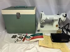 Used, 1970 SINGER 221K Featherweight Sewing Machine Pale Turquoise/White Case & Extras for sale  Belmar