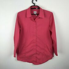 Chico's Blouse Womens Size 2 Solid Pink Button Up Long Sleeve Cotton Blend, usado segunda mano  Embacar hacia Argentina
