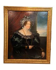 XL Ca.1830 Antique 19thC ELEGANT GEORGIAN Era LADY PORTRAIT Old ESTATE PAINTING for sale  Shipping to Canada