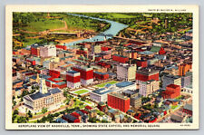 Cartão postal de linho Nashville Tennessee Aerial View TN comprar usado  Enviando para Brazil