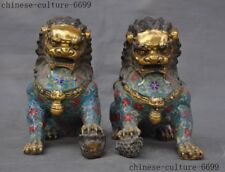 Par de estatuas de león con puerta de esmalte dorado chino guardián Foo Fu perro perro león segunda mano  Embacar hacia Argentina