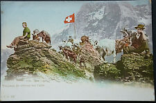 50246 Ak Goats on The Mountains With Your Shepherd Children Swiss Flag 1920 for sale  Shipping to South Africa