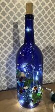 Abajur de garrafa azul, enfeitado com pedras preciosas de vidro em design de uva comprar usado  Enviando para Brazil