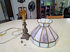 Vintage Brass Table Lamp. Purple Slag Glass Shade. Leviton. 18 in. Tiffany Style for sale  Shipping to South Africa