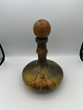Vintage Italian Leather Wrapped Wine Bottle w/ Wood Stopper for sale  Shipping to South Africa