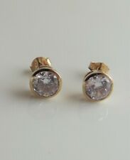 Used, DIAMONIQUE CZ 6mm 2 ct YELLOW GOLD PLATED STERLING SILVER STUD EARRINGS NEW QVC for sale  SHREWSBURY