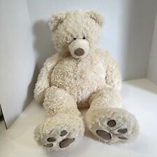 Large Hugfun Teddy Bear Hong Kong 27” Cream Colored Paw Prints Cuddle Toy for sale  Shipping to South Africa