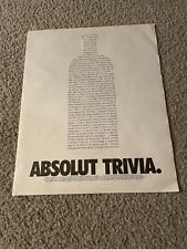 Usado, GARRAFA DE VODKA ABSOLUT TRIVIA vintage pôster impresso anúncio 1993 década de 1990 comprar usado  Enviando para Brazil