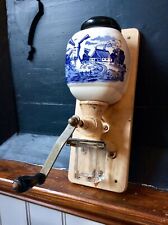 Antique Vintage Wall Coffee Grinder Mill,Old Painted Porcelain,Glass Tray,Dutch? for sale  Shipping to South Africa