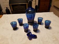blue bohemian glass decanter for sale  LEICESTER