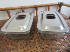 2 X EKCO Hostess Trolley Glass Dishes With Stainless Steel Lids., used for sale  Shipping to South Africa