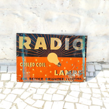 Lámparas de radio vintage bombilla publicidad placa de letrero de lata rara coleccionable antigua TS455, usado segunda mano  Embacar hacia Argentina
