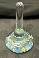Suporte de anel de vidro arte assinado peso de papel feito à mão azul vidro soprado à mão, usado comprar usado  Enviando para Brazil