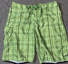 VTG Quicksilver Adult Surfboard Bodyboard Plaid Board Shorts Green W/Logo 9” for sale  Shipping to South Africa