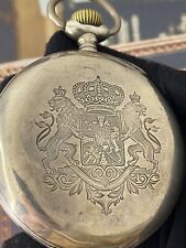 Relógio de bolso antigo mecânico prata 800 diques ingleses visíveis raro antigo século XIX, usado comprar usado  Enviando para Brazil