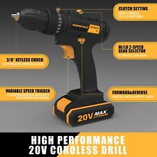 20Volt drill 2 Speed Electric Cordless Drill/Driver with Bits Set & 2 Batteries for sale  Shipping to South Africa