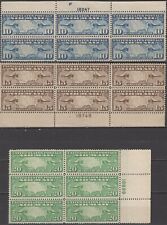 Blocos de placas de 6 aviões de mapa e correio SC# EUA #C7-C9 - 1926 10¢,15¢ e 20¢ EUA comprar usado  Enviando para Brazil