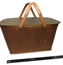 Used, Vintage Quality Red- Man Picnic Basket Brown Wicker Weave Metal Handles for sale  Shipping to South Africa