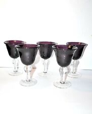 Verrerie BIOT, série de 5 verres à vin en verre bullé vintage - violet violine d'occasion  Bischheim