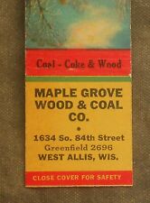 Década de 1940 Maple Grove Wood & Co. de Carvão 1634. então 84th St. Inverno Lua West Allis Wisconsin Mb comprar usado  Enviando para Brazil