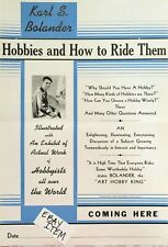 C-1940 Poster KARL S BOLANDER Artist ART HOBBY KING Hobbies & How To Ride Them for sale  Houston