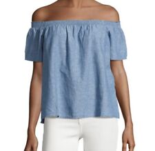 Women's Joie Amesti B Chambray Off-the-Shoulder Linen Blend Top Size Medium for sale  Shipping to South Africa