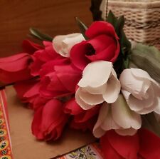 Lote de 11 flores artificiais vermelhas e brancas tulipas vermelhas e brancas 6 brancas comprar usado  Enviando para Brazil