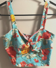 Blusa crop top feminina tamanho grande bongo floral bralette alça larga decote coração comprar usado  Enviando para Brazil