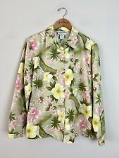 Blusa Pendleton verde havaiana floral seda algodão manga longa botão para cima 14 L comprar usado  Enviando para Brazil