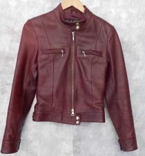 Ladies REAL LEATHER Maroon Biker Jacket UK Size 8 CG A21, used for sale  AIRDRIE