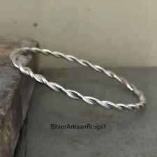 Twisted Sterling Silver Bangle Bracelet, Solid 925 Sterling Silver Rope Twist Ba for sale  Shipping to South Africa