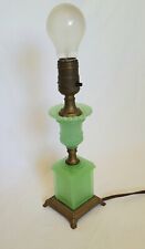Antique Green Jadeite Jadite Glass Table Lamp Art Deco Boudoir Works! Ornate 11", used for sale  Shipping to South Africa