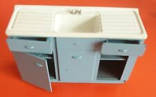 Vintage Retro 1940-50s Dolls House Metal Kitchen Sink Cuboard Drawers Blue White for sale  Shipping to South Africa