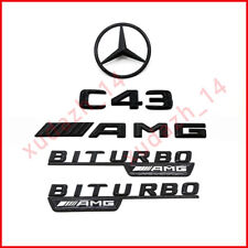 C43 Amg Biturbo Emblema Traseiro Star preto lustroso logotipo distintivo Conjunto para Mercedes W205, usado comprar usado  Enviando para Brazil