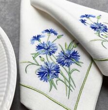 Set of 6 white embroidered linen napkins, holiday table decor, linen table decor, used for sale  Shipping to South Africa