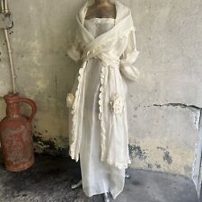 Vestido de organza branco antigo adolescente década de 1920 flores esculpidas bainha recortada vintage, usado comprar usado  Enviando para Brazil