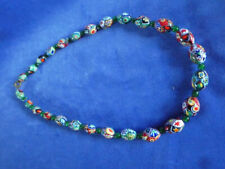 Vintage Morano Millefiori Glass Bead Necklace, 16" gradated oval beads for sale  GLASTONBURY