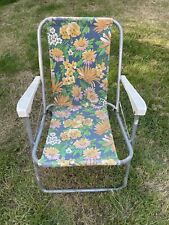 Vintage Folding Deck Chair Flower Pattern Multicoloured Design VW Camper Garden, used for sale  Shipping to South Africa