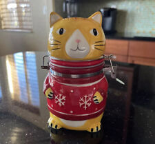 Boston Warehouse Trading Cat Ceramic Cookie Jar Christmas Decor Lid for sale  Miami