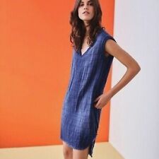 Vestido Anthropologie tecido e pedra XL azul cambraia denim acolchoado bainha desgastada comprar usado  Enviando para Brazil