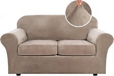 Usado, 3 peças capas de sofá de pelúcia de veludo elástico largura até 72 polegadas sofá médio, cinza claro comprar usado  Enviando para Brazil