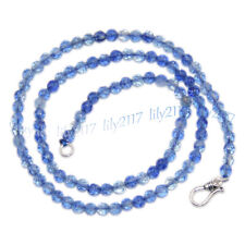 Faceted 4mm Round Light Blue Kyanite Gems Beads Necklace 14-50'' Sterling Silver for sale  Shipping to South Africa