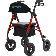 Used, Deluxe 10” ELENKER Heavy Duty Rollator Walker Rolling Walking Medical Aid Red for sale  Shipping to South Africa